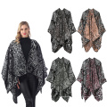 Moda feminina Shawl Wrap Poncho Casaco com capa aberta na frente